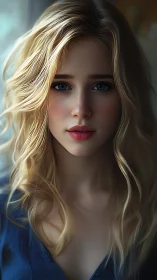 Photorealistic half-length portrait with soft window lighting.