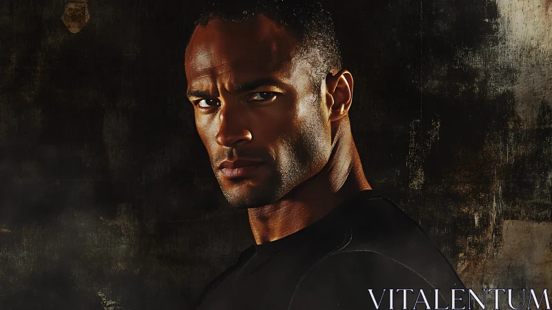 High-contrast male portrait with cinematic side lighting against grit