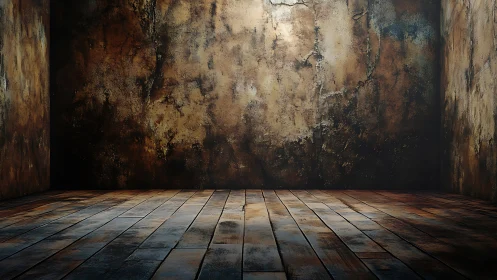 Weathered wooden room glows with moody rustic patina.
