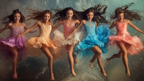 Five Dancers Suspended in Stardust Reverie.