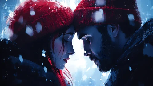 Two Silhouettes Connected Through Luminous Breath.