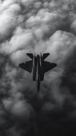 Stealth jet top view reveals angular planform over dense cloud deck