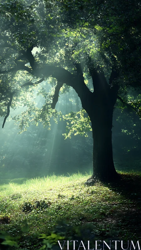 Backlit Deciduous Tree: Volumetric Light Through Dense Canopy