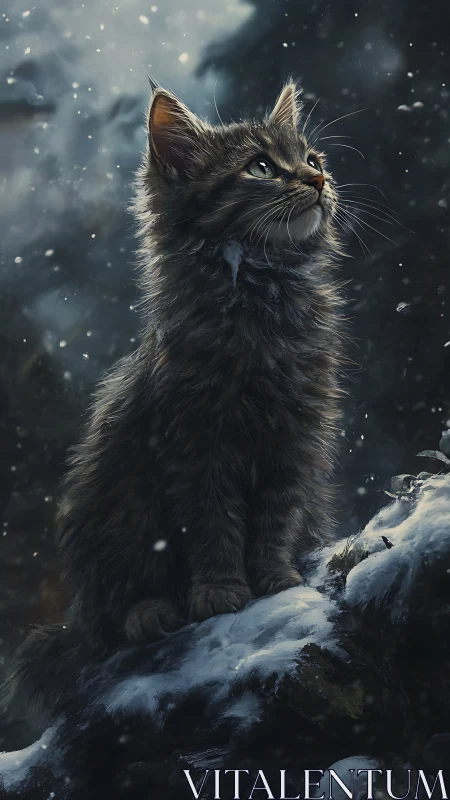 Felidean Subject Displaying Upward Ocular Trajectory in Precipitation Environment