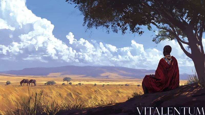 Peaceful savannah lookout with a quiet moment of reflection.