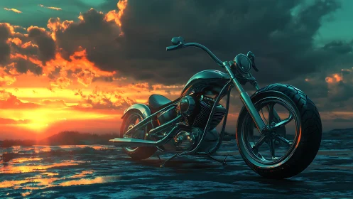 Sunset highway cruiser resting under glowing skies.