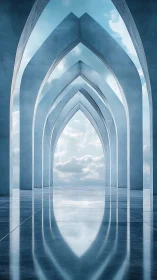 Skyward arches quietly stretch into an endless horizon of light