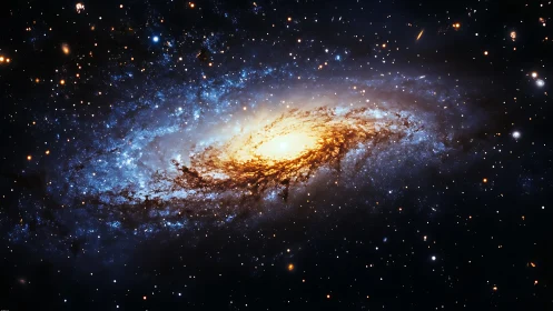 Radiant spiral galaxy glows amid a vast, star‑filled cosmos