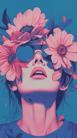 Bloom-drenched dreamer in mirrored shades of summer sky.