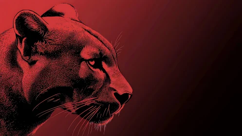 Crimson Gaze: A Puma's Profile.
