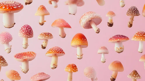 Chromatic fly agaric array in controlled levitation field.