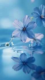 Delicate Blue Flowers Dancing in Water.