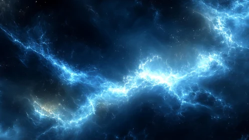 Glowing blue cosmic river winding through a quiet night sky.