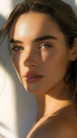 Sun-sliced portrait lets warm light carve a quiet glow