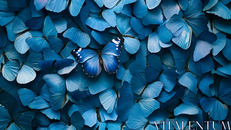 High-contrast blue butterfly cluster highlights chromatic and textural variation