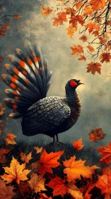 Autumn-feathered grouse crowns the forest floor with fire