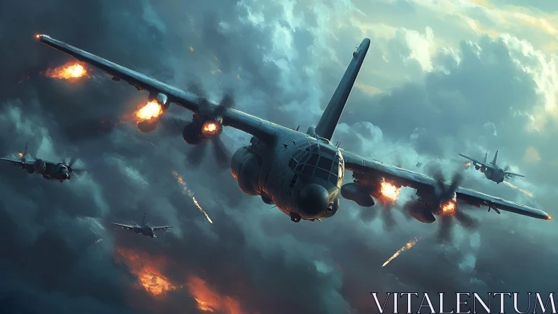 Stormlit gunships in cinematic low-altitude combat run.