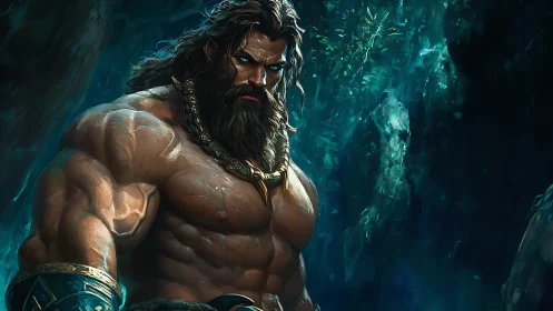 Mythic barbarian warrior rendered in high-detail digital painting