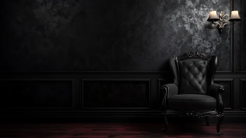 Velvet shadows and a quietly waiting black leather throne.
