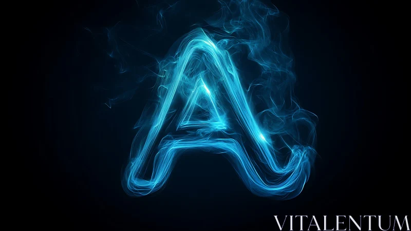 Glowing blue letter A is formed by fluid light trails
