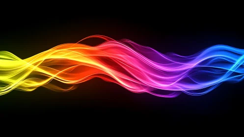 Liquid neon ribbons glide through darkness like quiet music