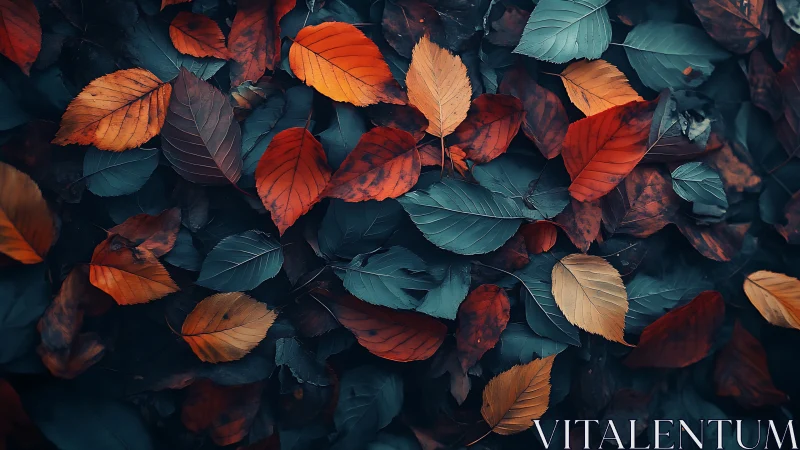 Chromatically isolated autumn leaves under cinematic grading.