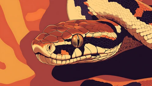 Vector-rendered python head with segmented scales and warm gradients