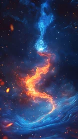 Dual swirling fire and ice energy in deep cosmic space.