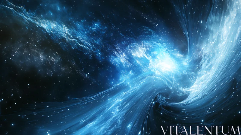 Radiant blue nebula swirls into a luminous cosmic vortex