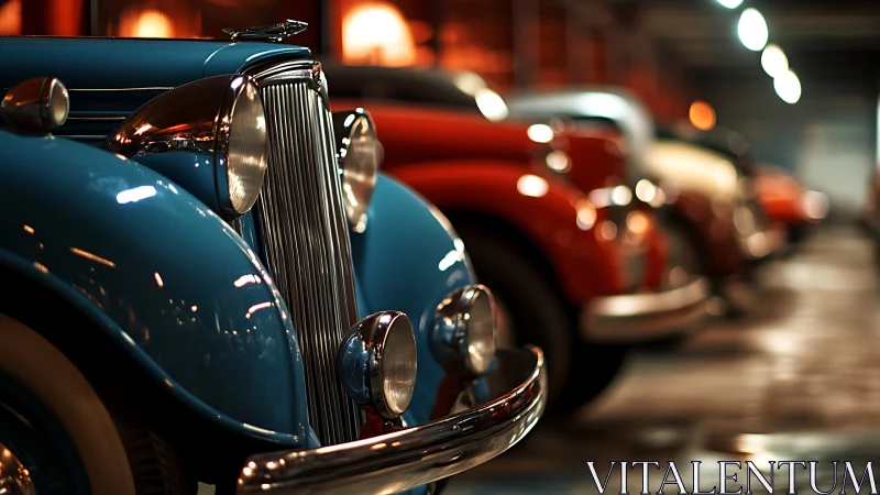 Shallow-depth portrait isolates blue vintage car grille