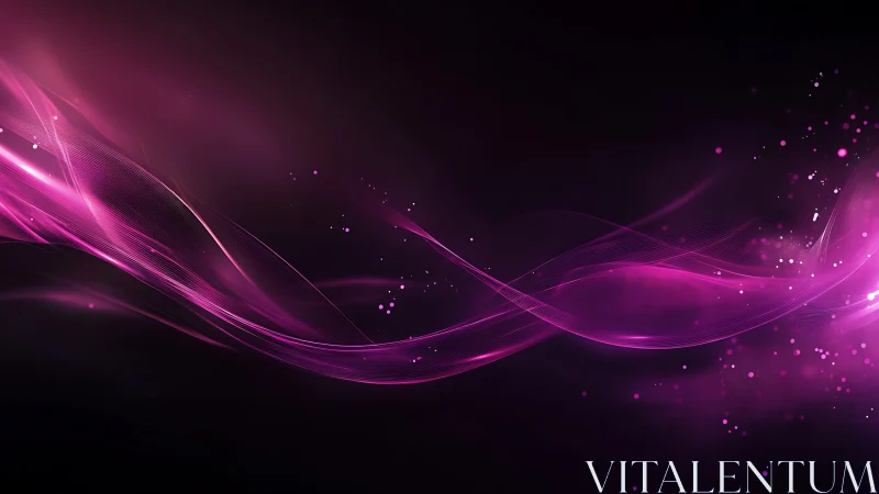 Vibrant magenta light waves on deep black space background.