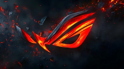 Fiery ROG Logo in Volcanic Style with Glowing Red Accents.
