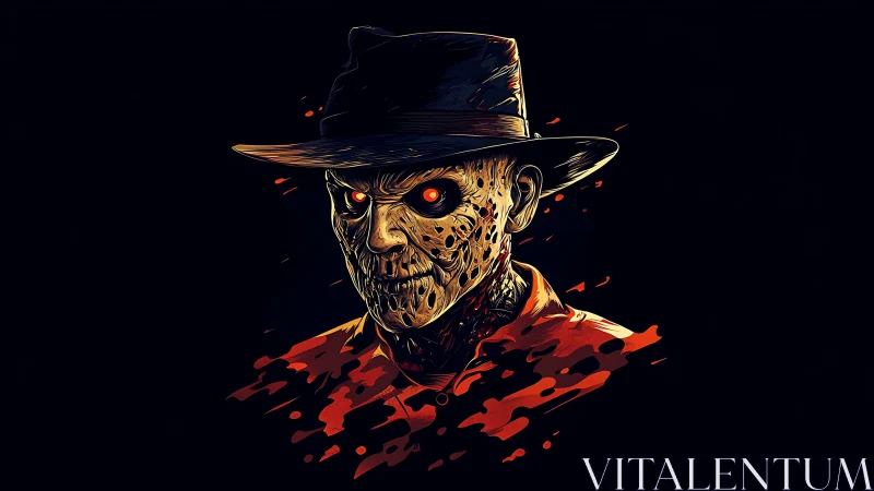 Volumetric horror portrait of hat-wearing infernal figure.