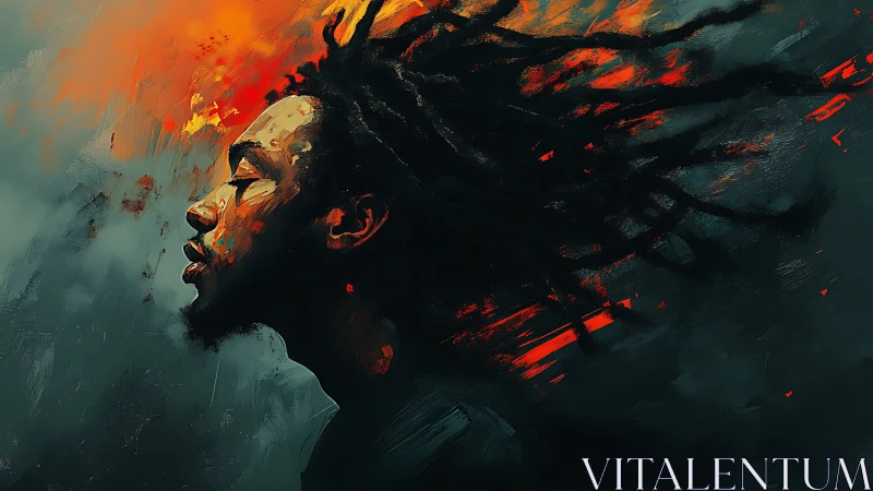 Chromatic side-profile study of dreadlocked figure in motion.