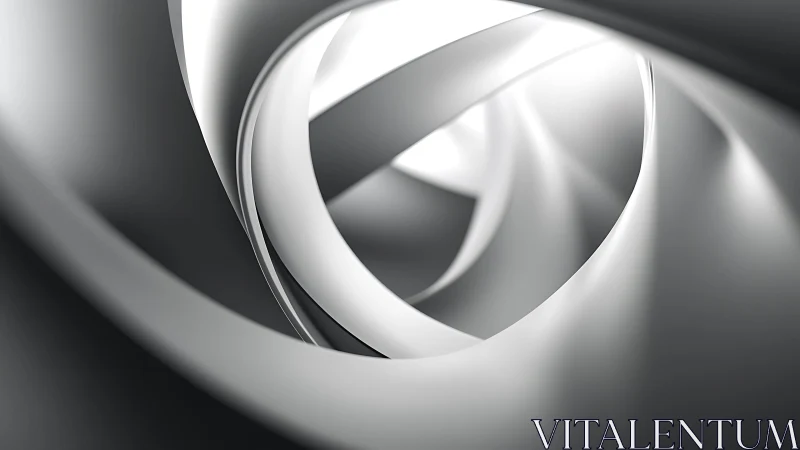 Abstract spiral shapes in monochrome, modern digital art style.