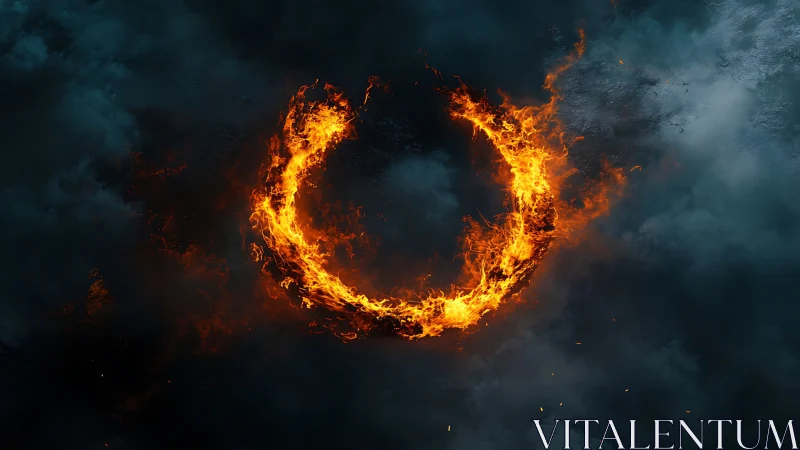 Fiery Ring Against Stormy Sky.