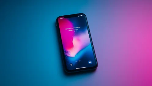 Smartphone Display Against Gradient Background.