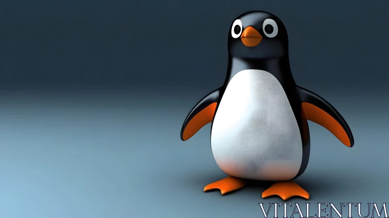 Cute 3D Cartoon Penguin Character on Blue Gradient Background. Cute 3D Cartoon Penguin Character on Blue Gradient Background.