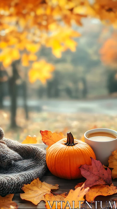 Pumpkin porch daydream with coffee steam and amber leaves.