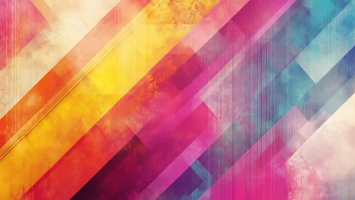 Vibrant geometric abstract art with colorful diagonal stripes.