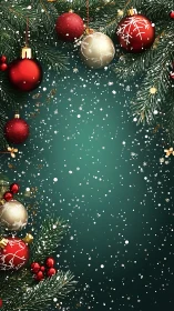 Hanging ornaments frame central empty gradient background