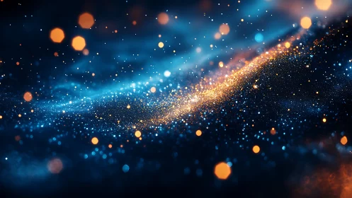 Starlit rivers of glowing dust drifting through deep midnight.