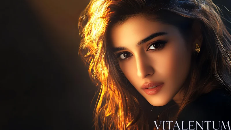 Golden hour portrait catches an intense, luminous gaze