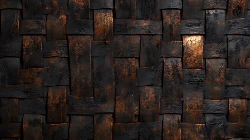 Woven metallic textured pattern with dark bronze and black finish.