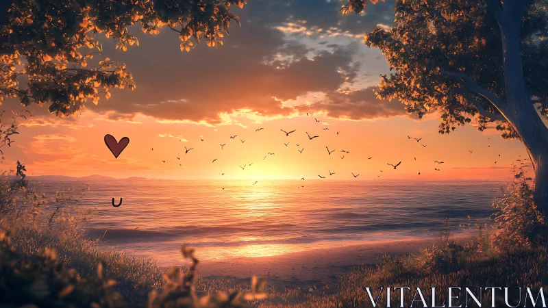 Golden sunset shore wraps the sea in gentle evening light