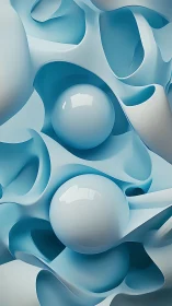 Glacial orbs drifting through sculpted waves of soft blue.