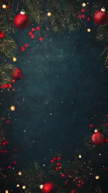 Cozy Christmas greenery framing a starry midnight sky.