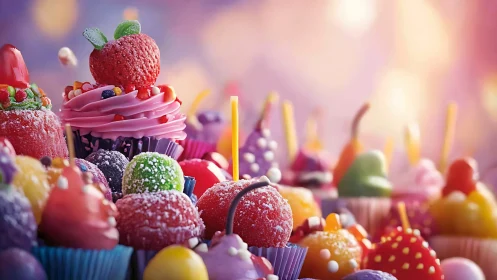 Elaborately Decorated Confections With Candy Embellishments.