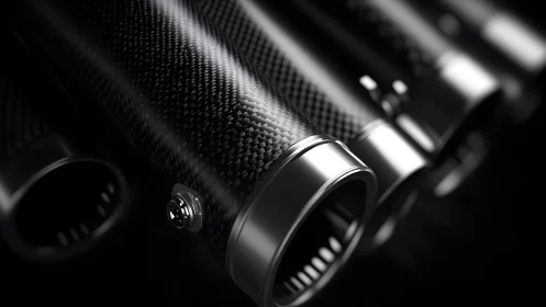 Close-up of Carbon Fiber Exhaust Pipes in Modern Industrial Style.