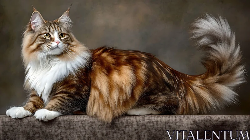 Maine Coon Portrait: Majestic Long-Haired Feline Study.